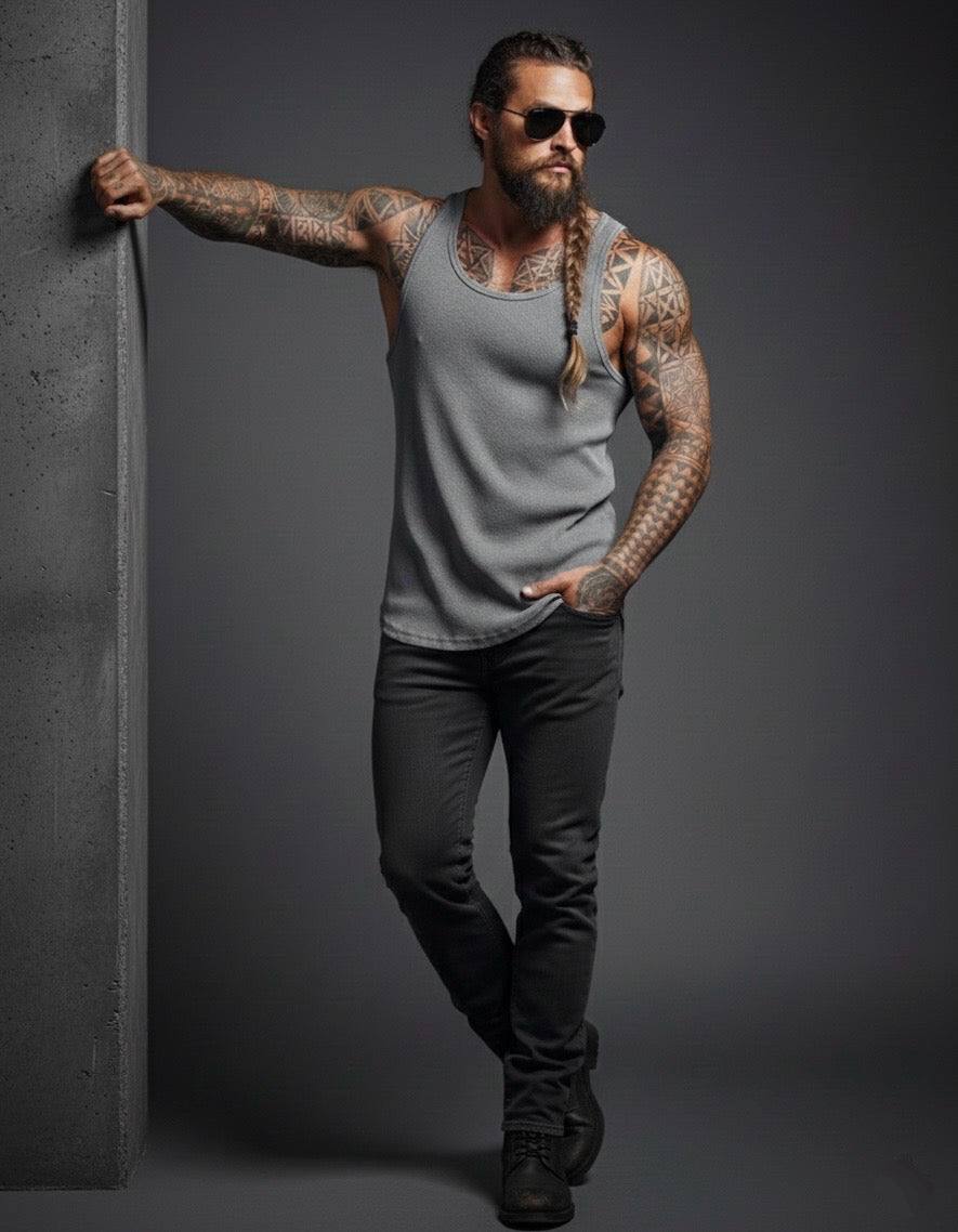 Yıkamalı Eskitmeli Tank Top Kaşkorse Atlet