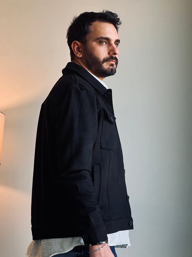 Süet Scuba Dört Cepli Regular Fit Erkek Ceket Siyah