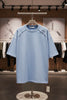 Ice Blue Oversized T-Shirt – Relax Fit, Asymmetrical Stitched Modern Men's T-Shirt