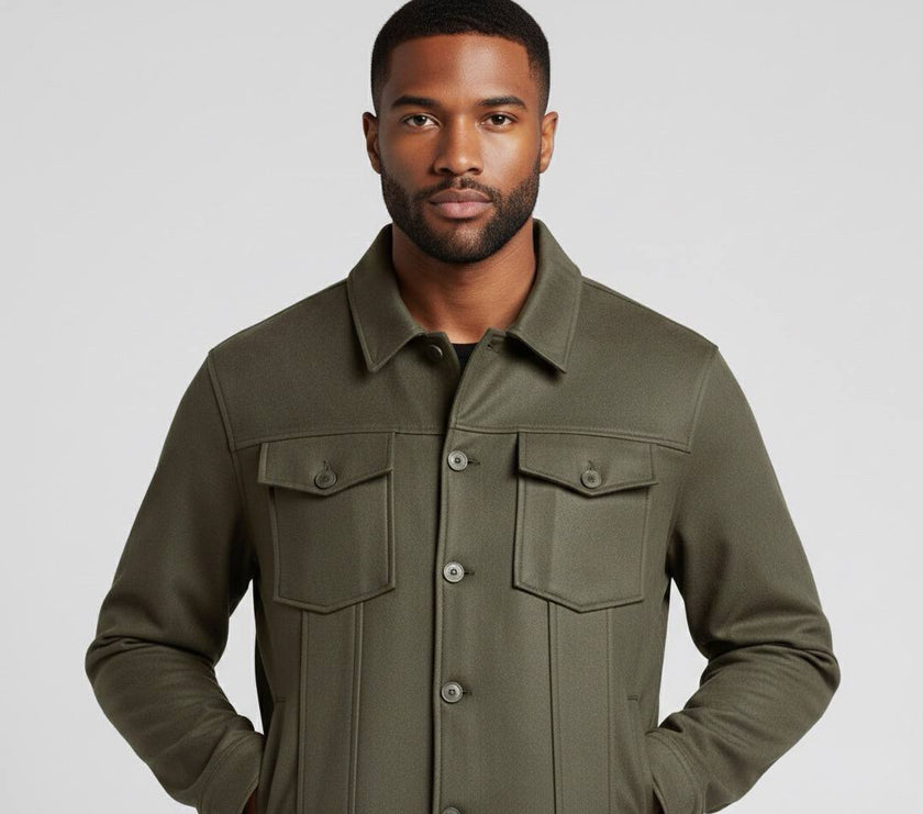 Suede Scuba Four-Pocket Regular Fit Men's Jacket