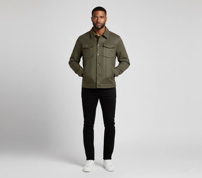 Suede Scuba Four-Pocket Regular Fit Men's Jacket