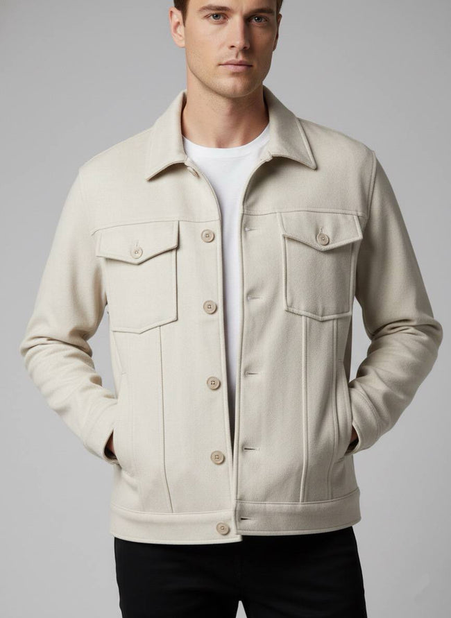 Suede Scuba Four-Pocket Regular Fit Men's Jacket