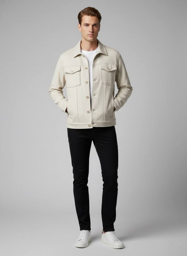 Suede Scuba Four-Pocket Regular Fit Men's Jacket