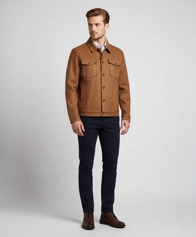 Suede Scuba Four-Pocket Regular Fit Men's Jacket