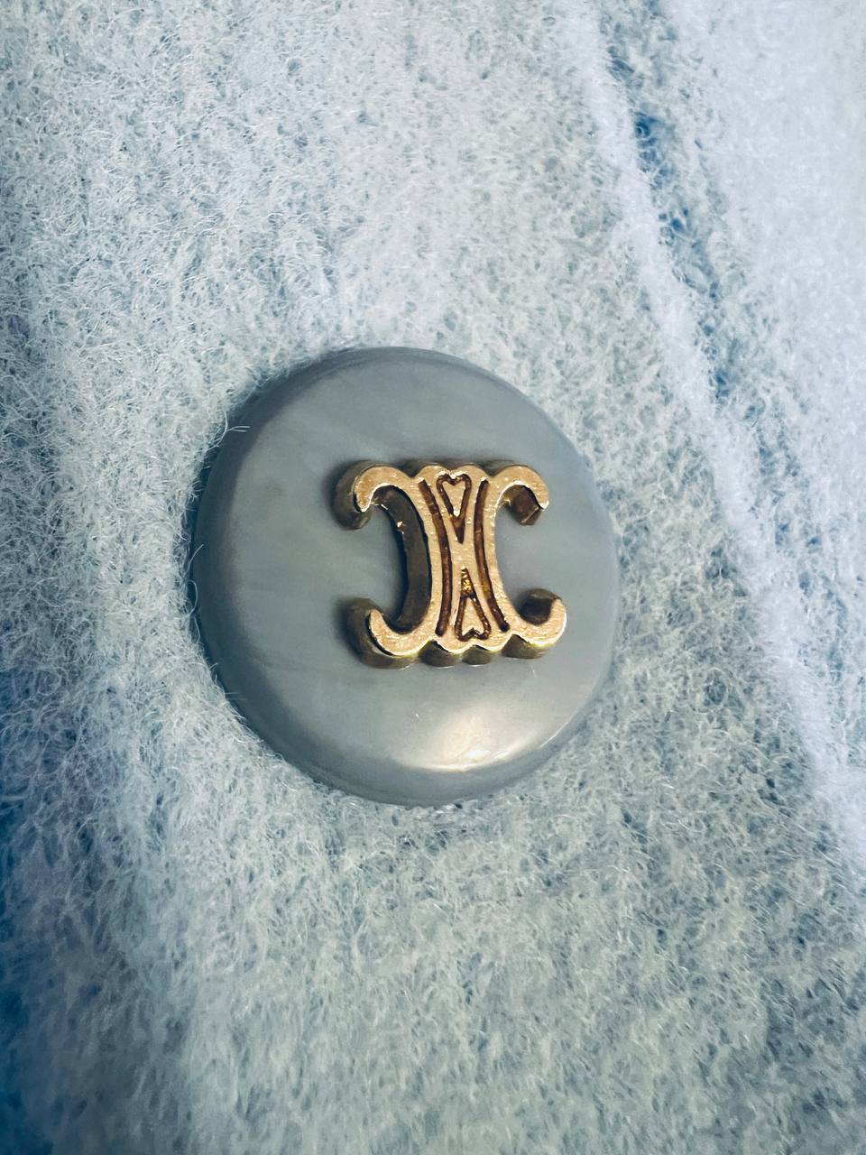 Bebe Mavisi Oversize V Yaka Lüks Düğmeli Salaş Premium Örgü Peluş Dokulu Hırka