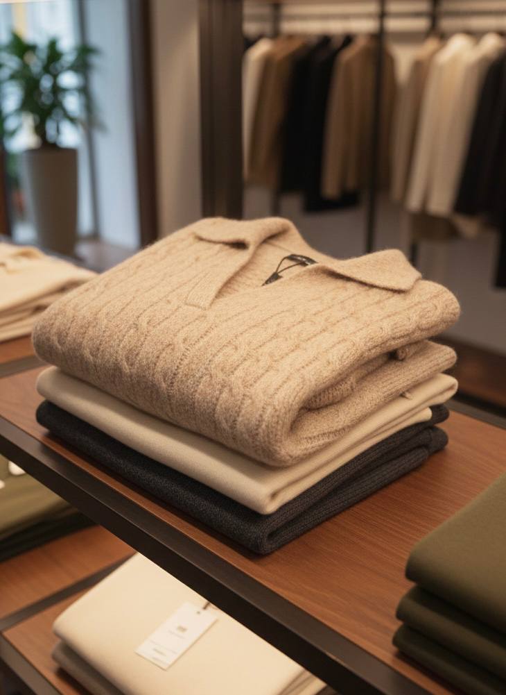 Pinterest Tarzı Bej V Yaka Polo Yaka Saç Örgü Oversize Triko Kazak