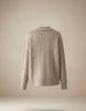 Pinterest Tarzı Bej V Yaka Polo Yaka Saç Örgü Oversize Triko Kazak