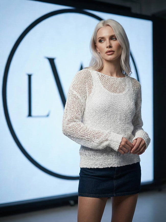 File Örgü Detaylı Modern Triko Bluz