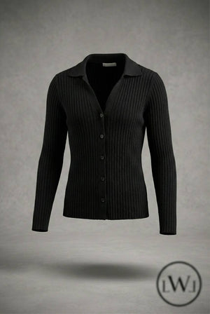 Polo Yakalı Fitilli Kadın Hırka Bluz