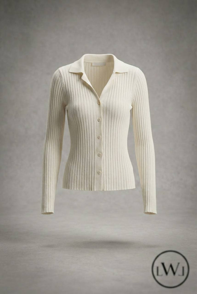 Polo Yakalı Fitilli Kadın Hırka Bluz