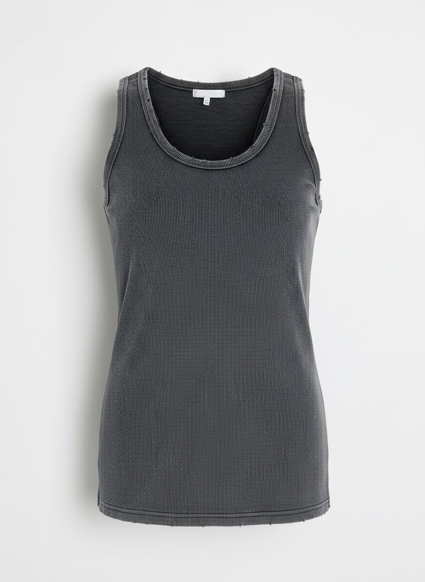 Yıkamalı Eskitmeli Tank Top Kaşkorse Atlet