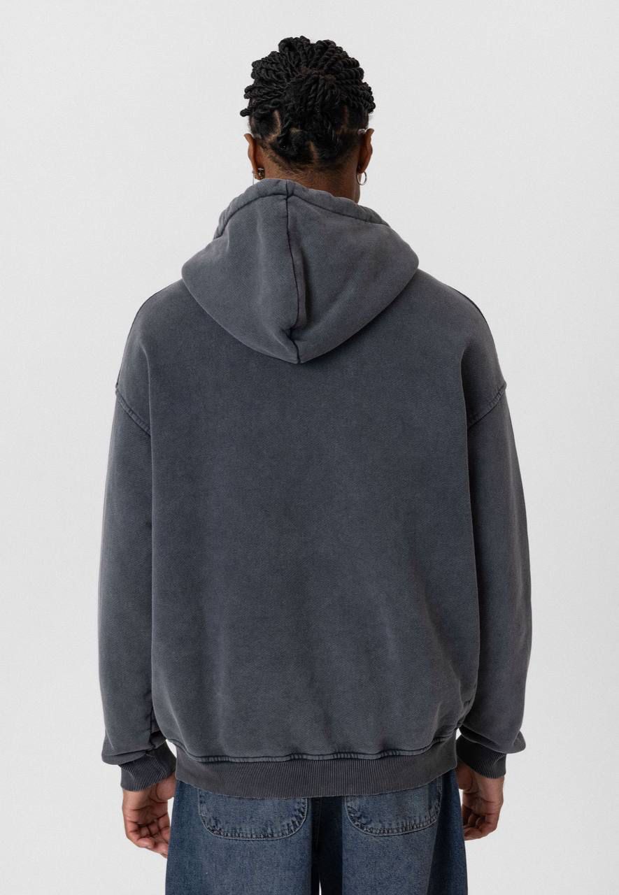 Premium Yıkamalı Fermuarlı Kapüşonlu Oversize Sweatshirt