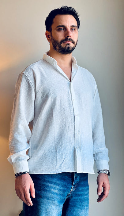 OVERSIZE DÖKÜMLÜ CRINKLE GÖMLEK