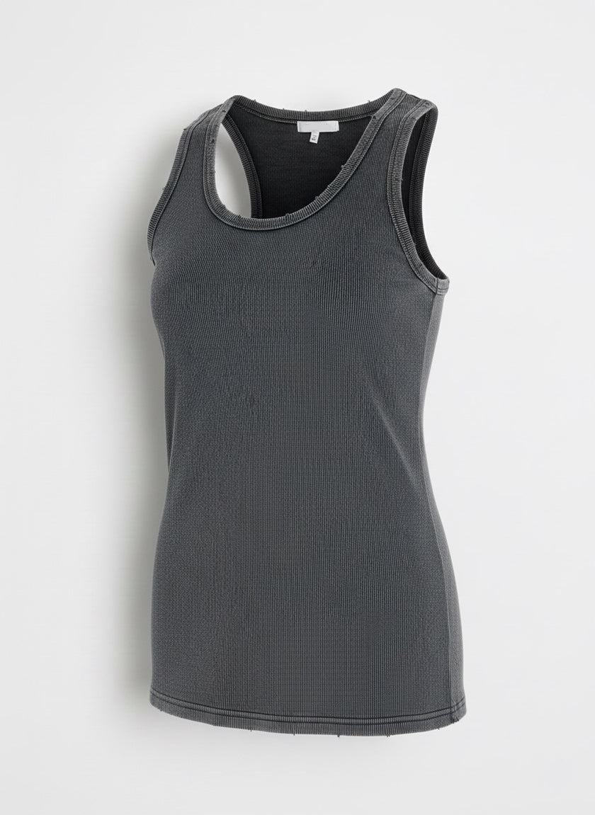 Yıkamalı Eskitmeli Tank Top Kaşkorse Atlet