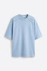 Ice Blue Oversized T-Shirt – Relax Fit, Asymmetrical Stitched Modern Men's T-Shirt