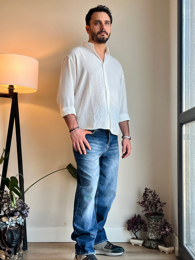 Baggy Model Taşlamalı Regular Fit Jean Pantolon - Mavi