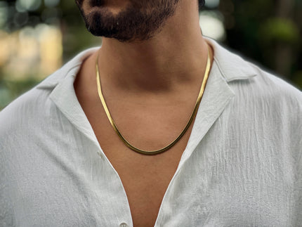 Snake Chain Necklace - Herringbone Model Men's Jewelry