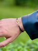 Black Braided Leather and Steel Horseshoe Detailed Men's Bracelet