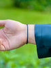 Black Braided Leather and Steel Horseshoe Detailed Men's Bracelet