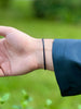 Black Braided Leather and Steel Horseshoe Detailed Men's Bracelet