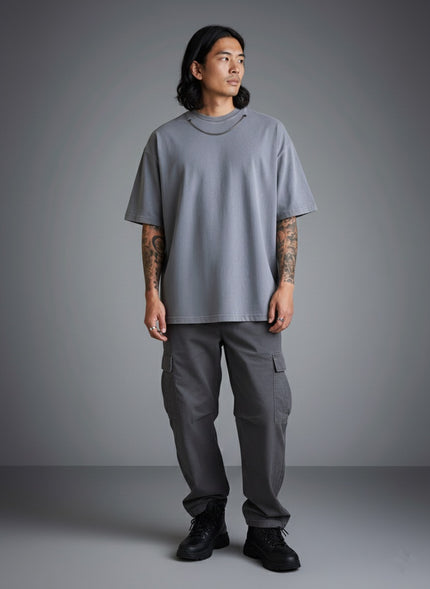 Chain Necklace Detailed Washed Oversize T-Shirt