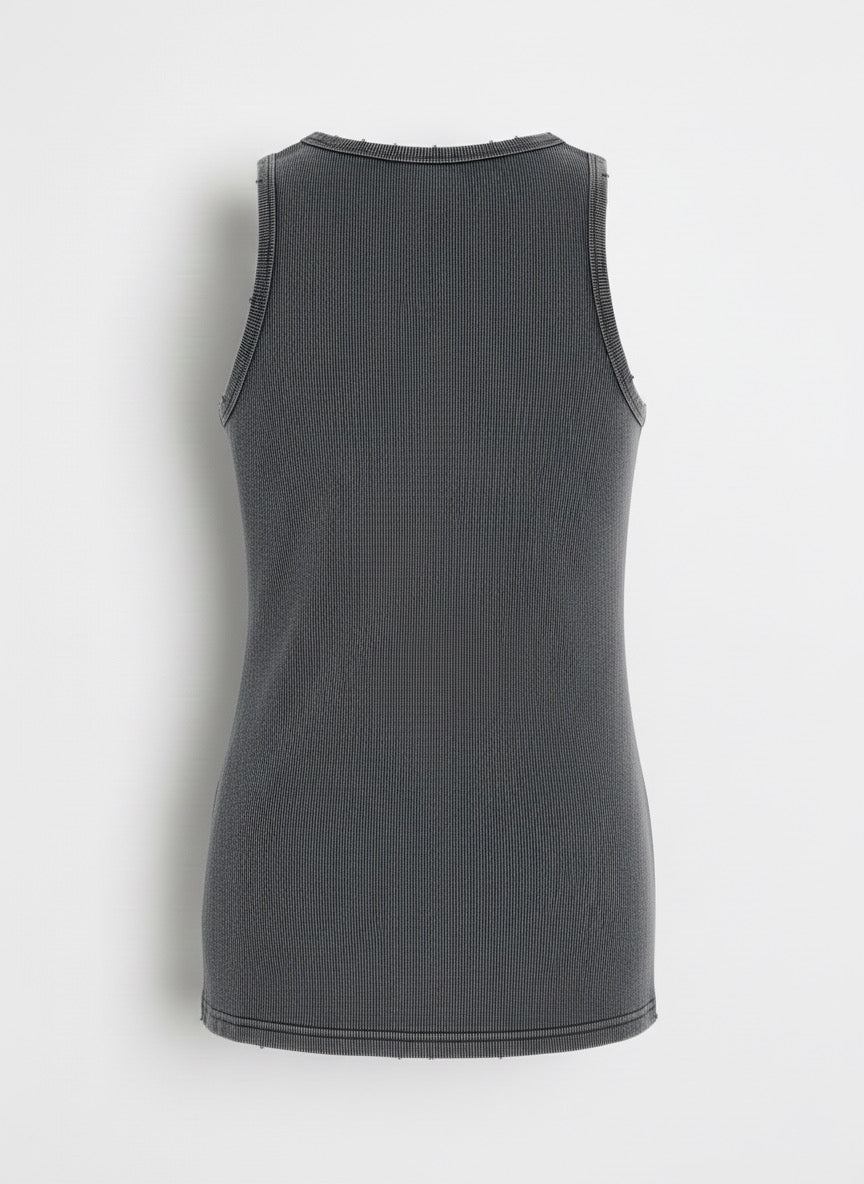 Yıkamalı Eskitmeli Tank Top Kaşkorse Atlet