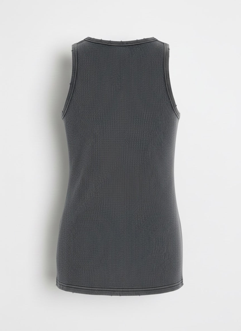 Yıkamalı Eskitmeli Tank Top Kaşkorse Atlet