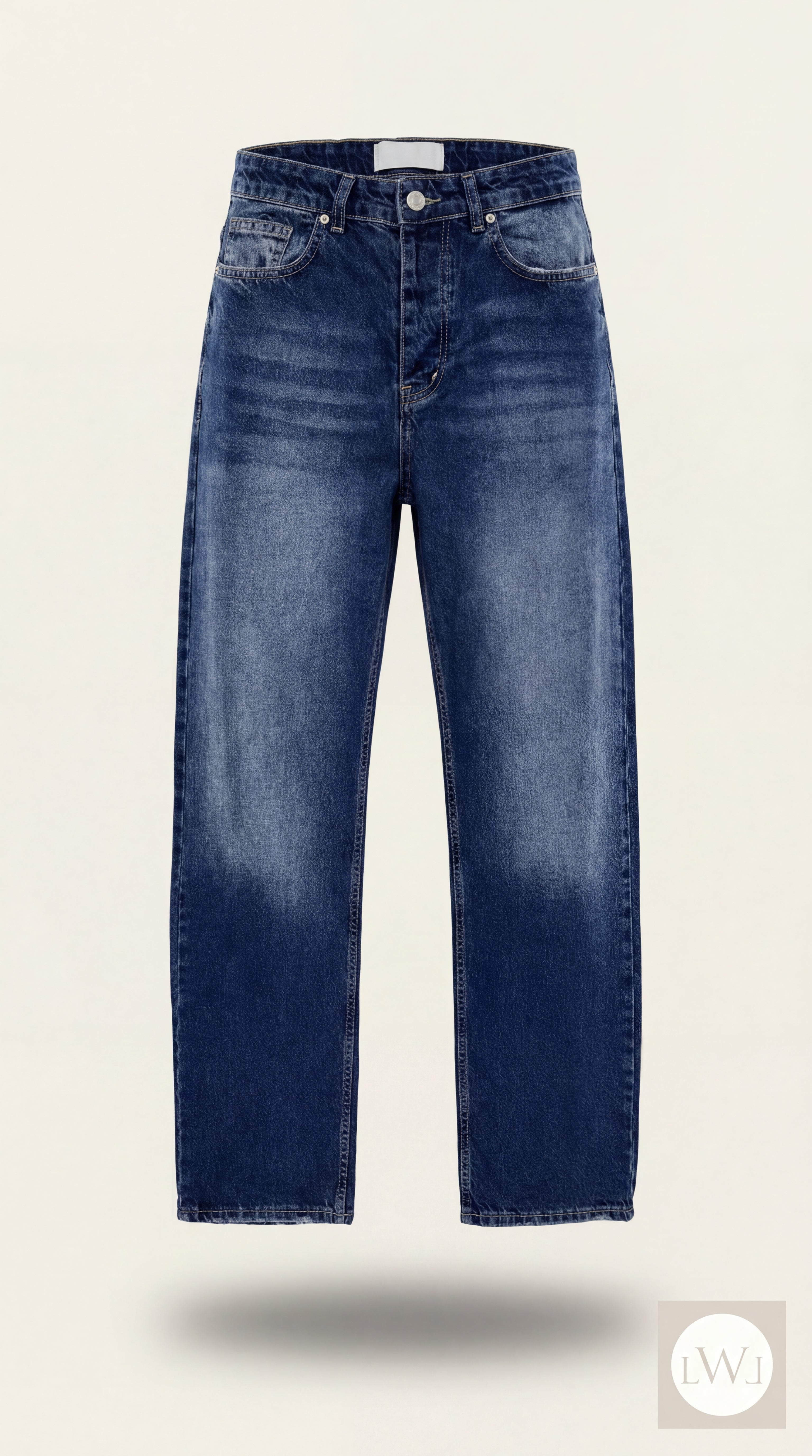 Baggy Model Taşlamalı Regular Fit Jean Pantolon - Mavi