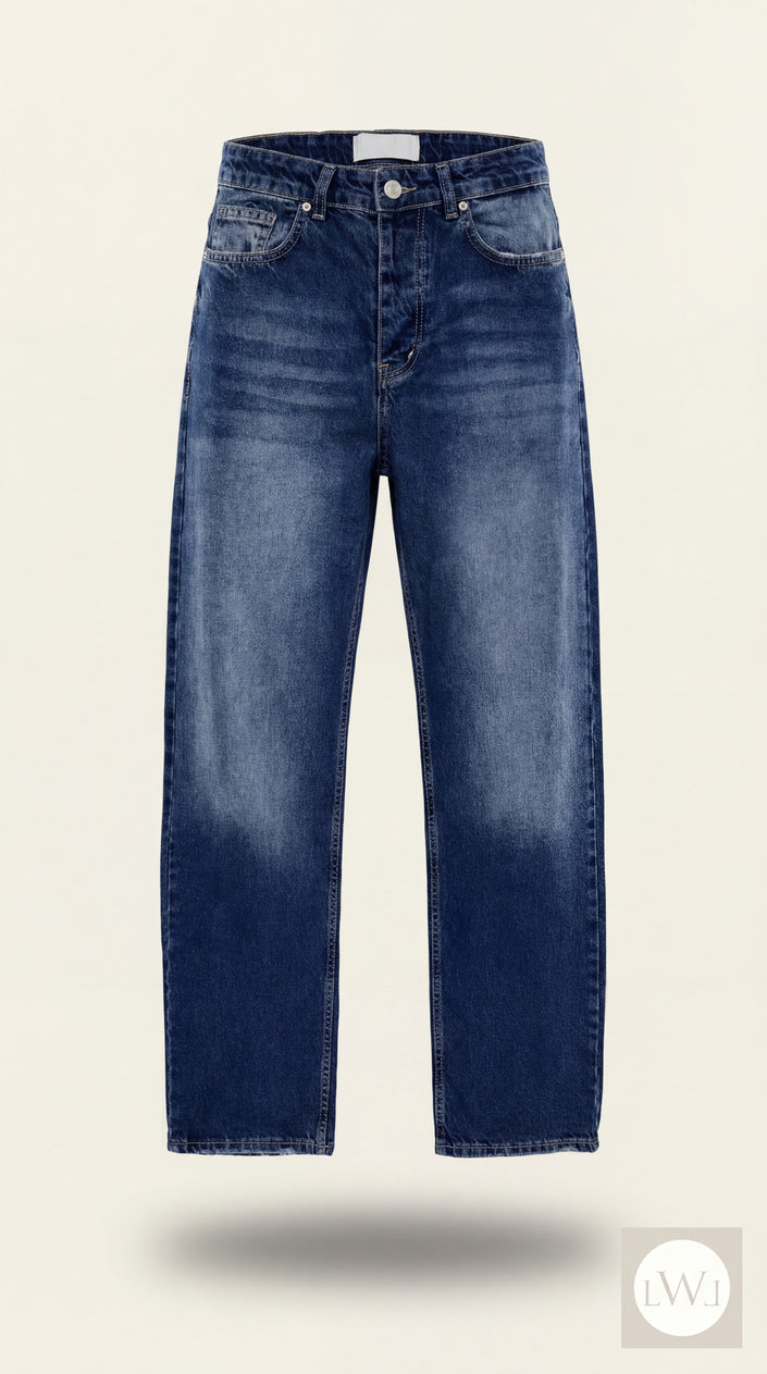 Baggy Model Taşlamalı Regular Fit Jean Pantolon - Mavi