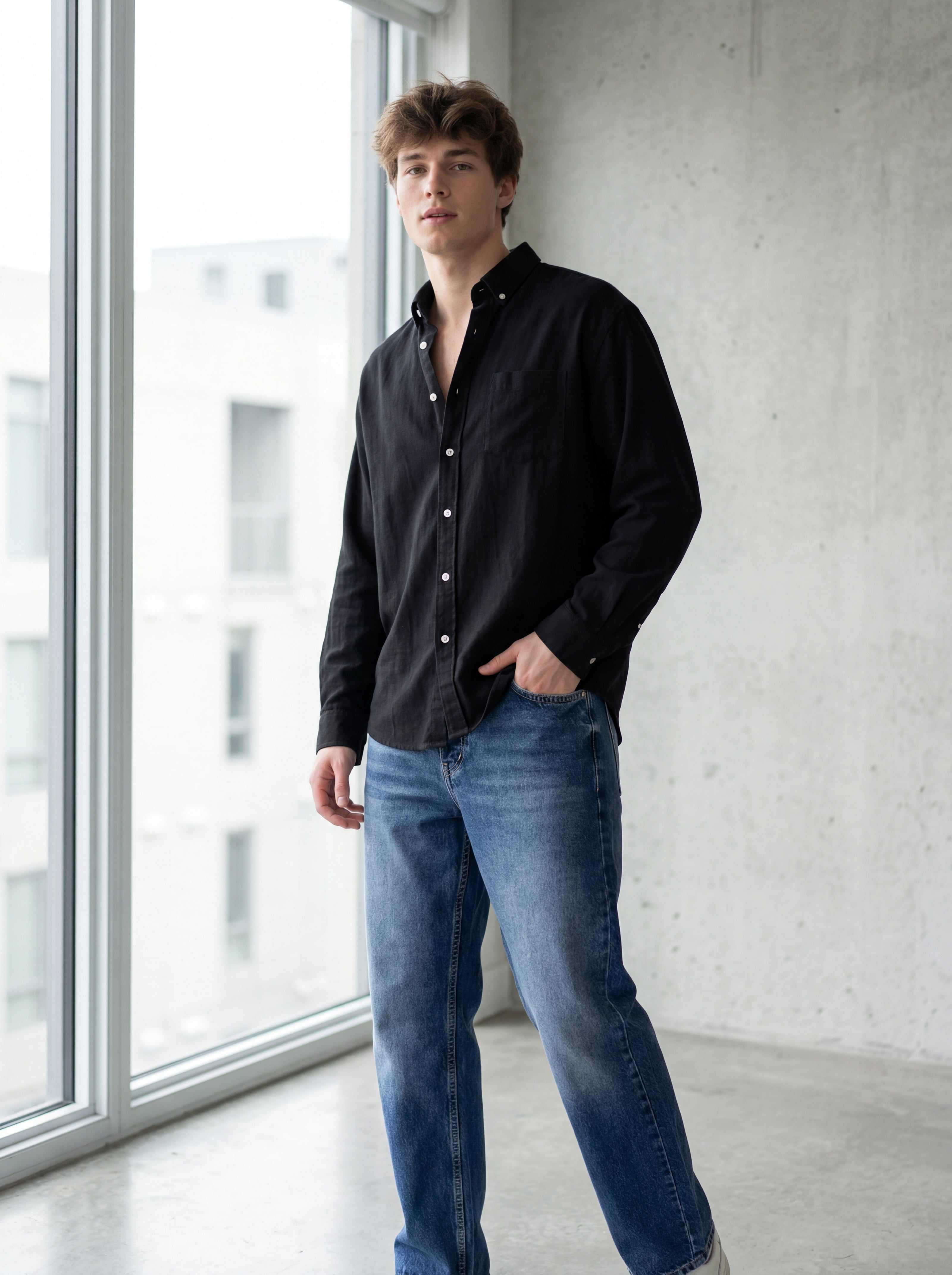 Baggy Model Taşlamalı Regular Fit Jean Pantolon - Mavi