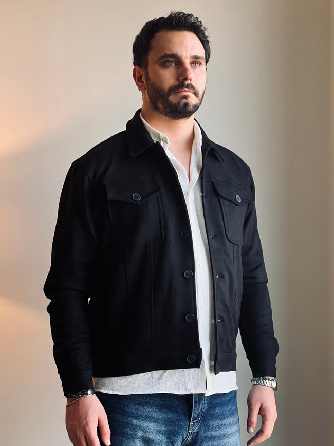 Süet Scuba Dört Cepli Regular Fit Erkek Ceket Siyah