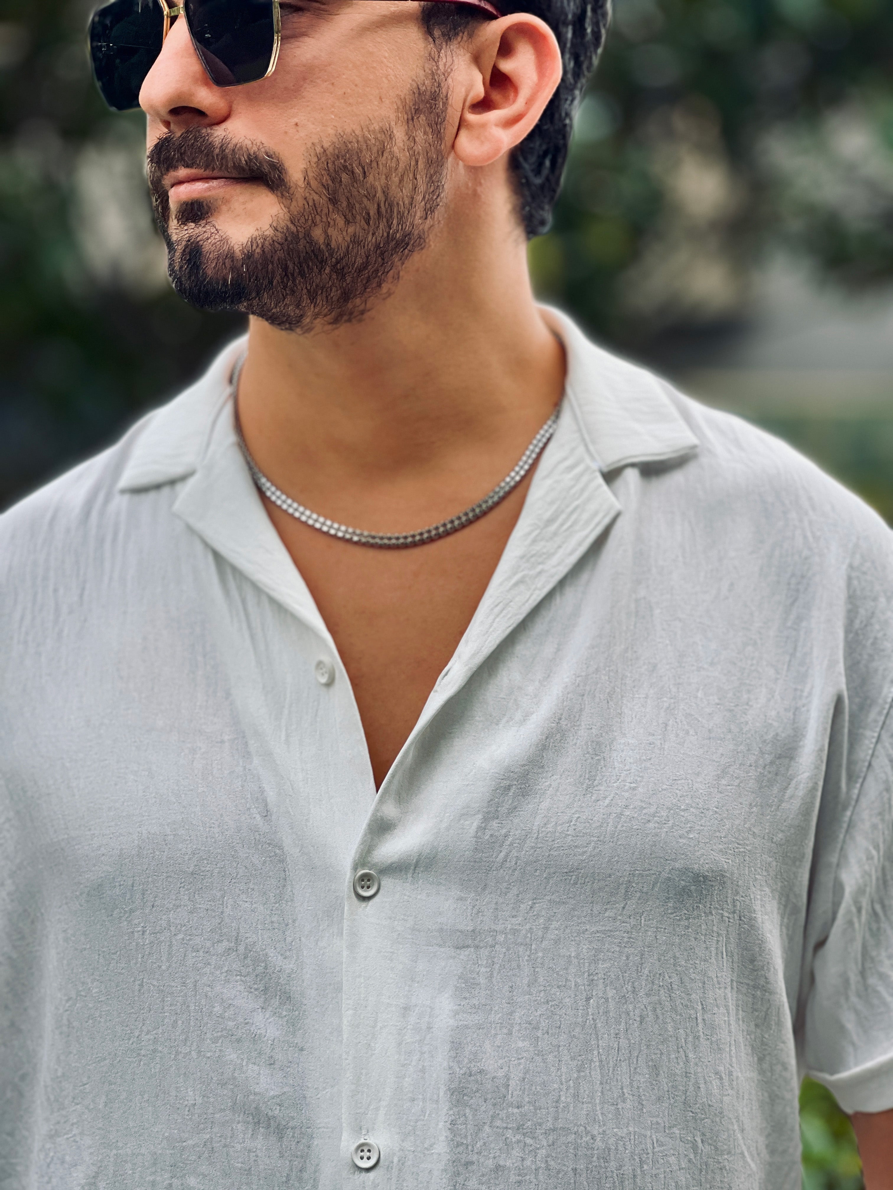 Çelik Çift Sıra Zincir Kolye