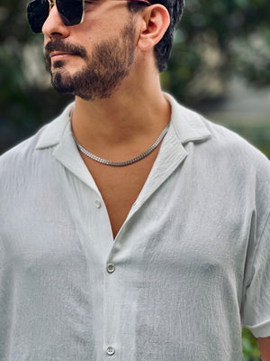 Çelik Çift Sıra Zincir Kolye