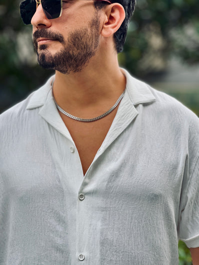 Çelik Çift Sıra Zincir Kolye
