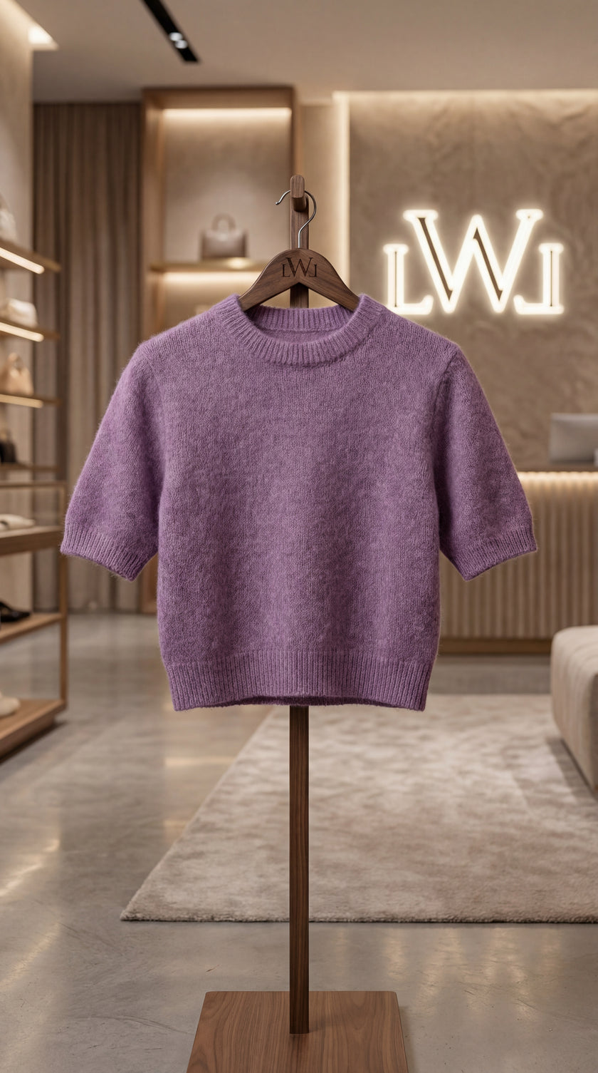 Kadın Lila Crop Triko Bluz | Şık & Rahat Günlük Kombin