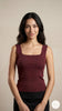 Square Neck White Ribbed Knit Tank/Bodysuit