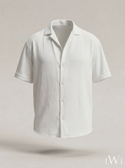 Crinkle Short Sleeve Oversize Shirt White
