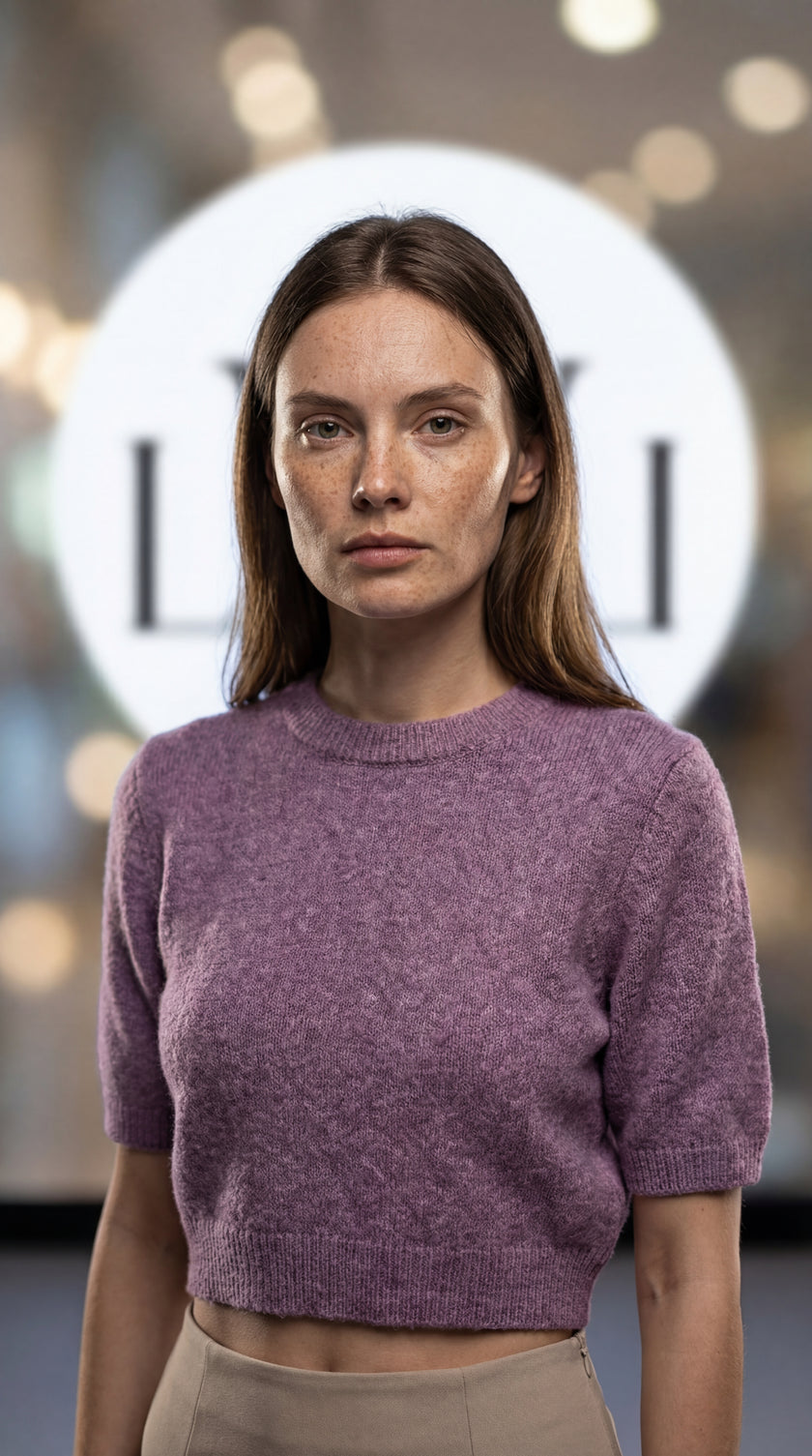 Kadın Lila Crop Triko Bluz | Şık & Rahat Günlük Kombin