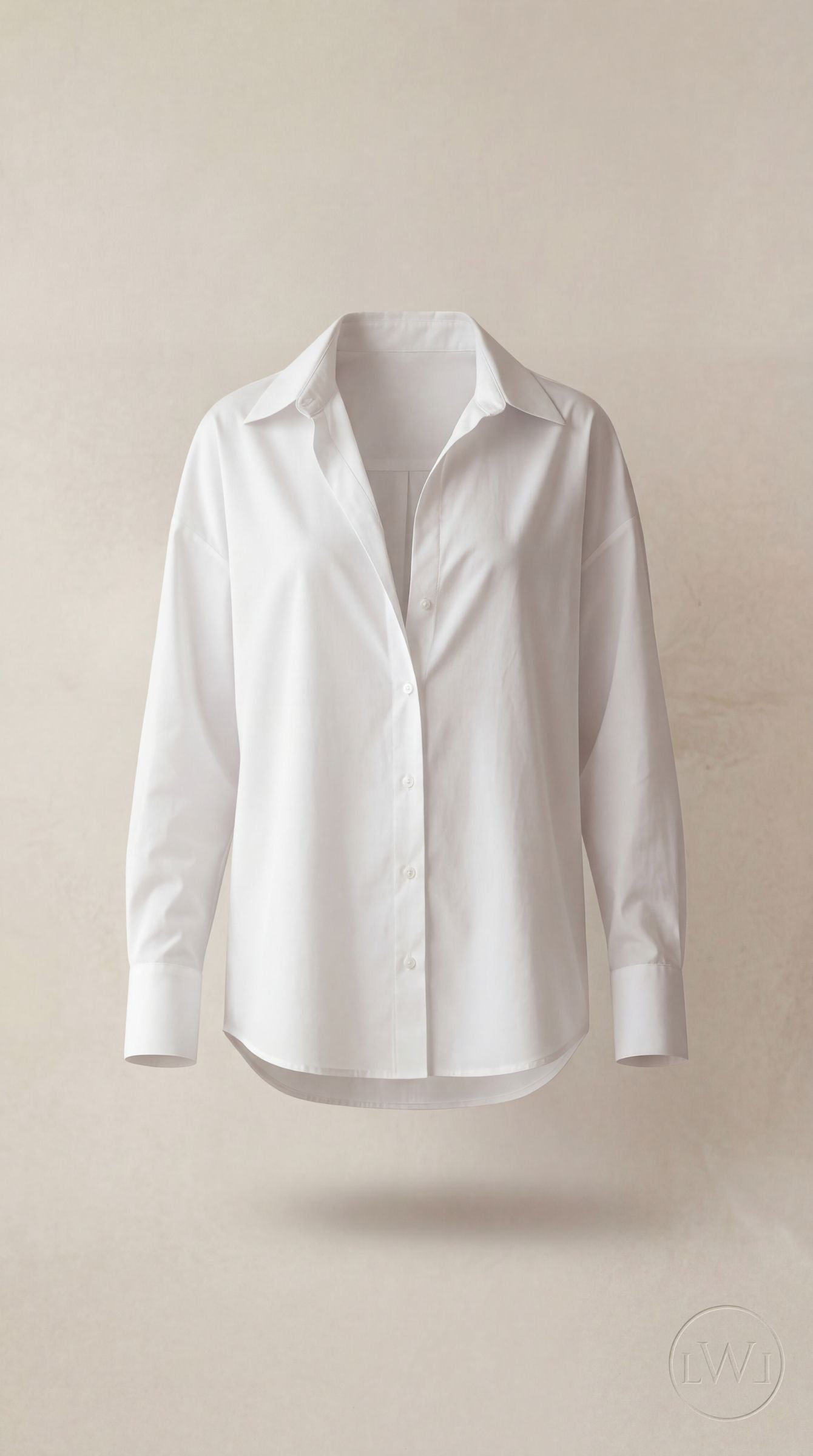 Oversize White Long Cuffed Classic Collar Women's Shirt