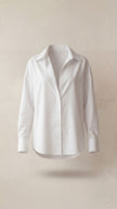 Oversize White Long Cuffed Classic Collar Women's Shirt