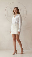 Oversize White Long Cuffed Classic Collar Women's Shirt