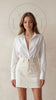 Oversize White Long Cuffed Classic Collar Women's Shirt