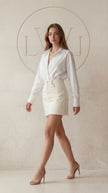 Oversize White Long Cuffed Classic Collar Women's Shirt