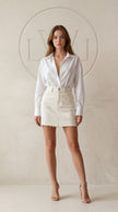 Oversize White Long Cuffed Classic Collar Women's Shirt
