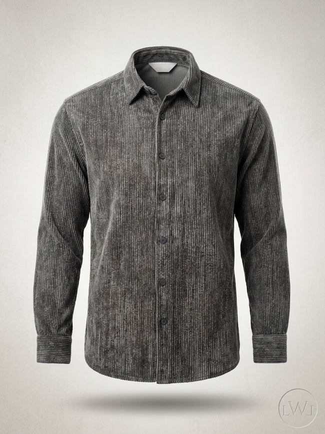 OVERSIZE EFEKTLİ KADİFE GÖMLEK ANTRASİT