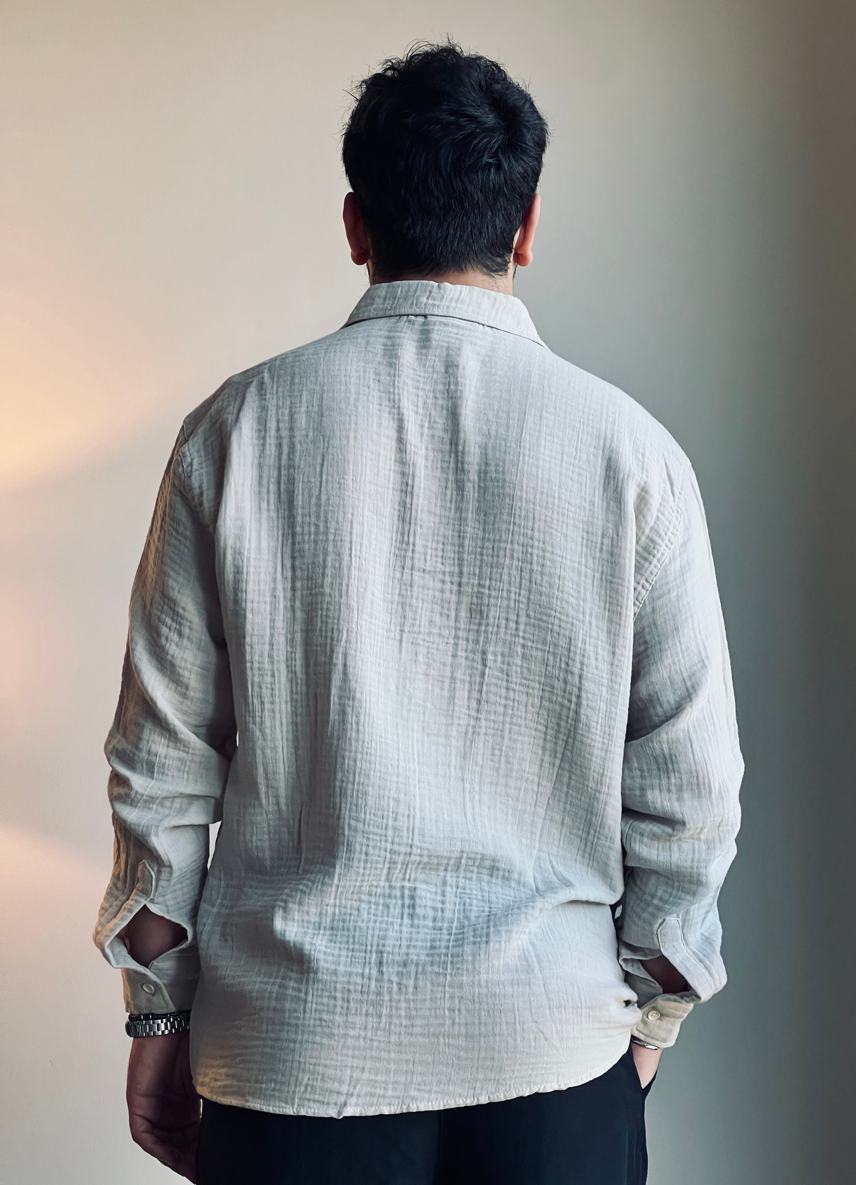 Bej Müslin Uzun Kollu Gömlek