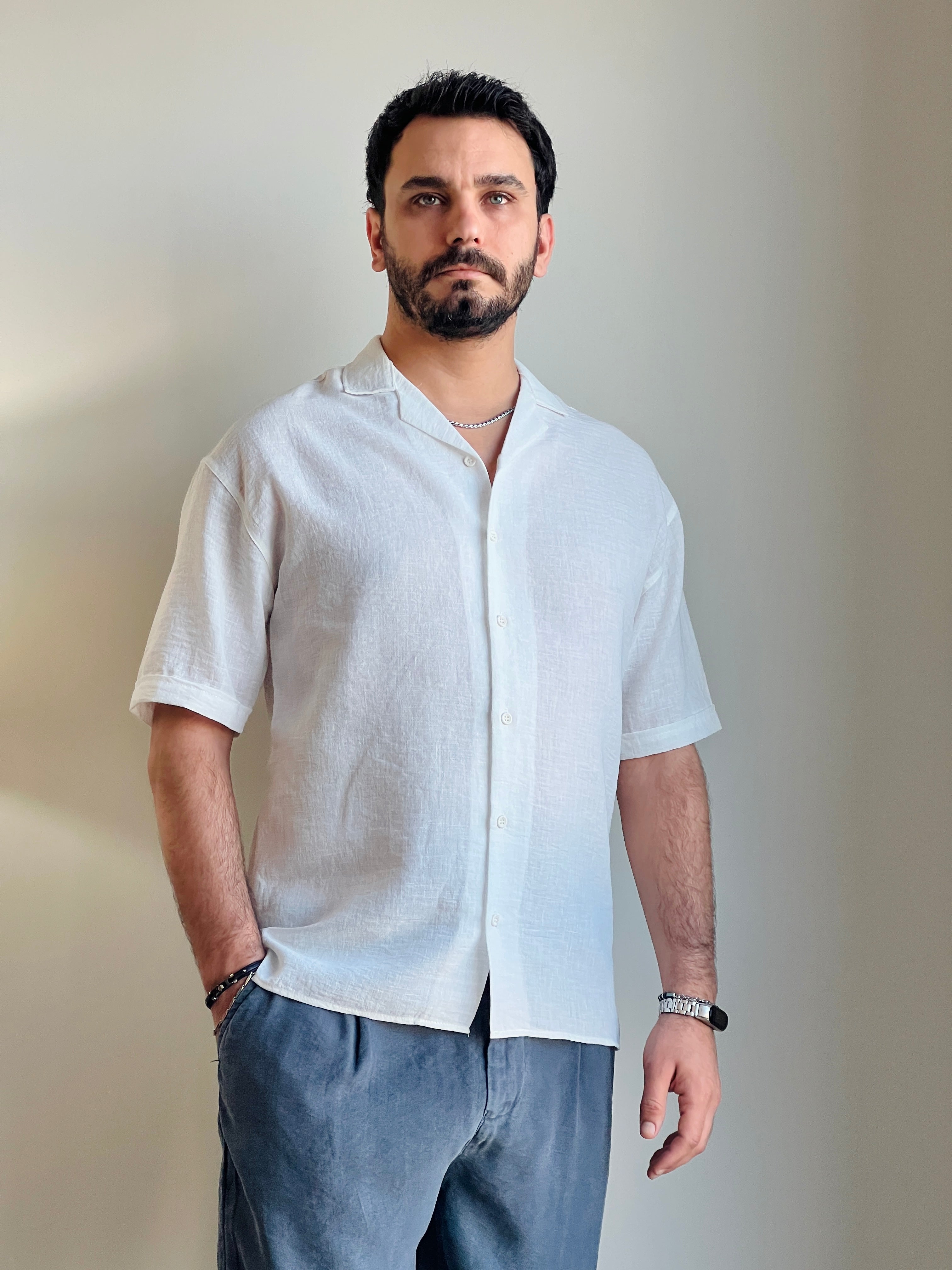 Dokuma Kısa Kollu Gömlek