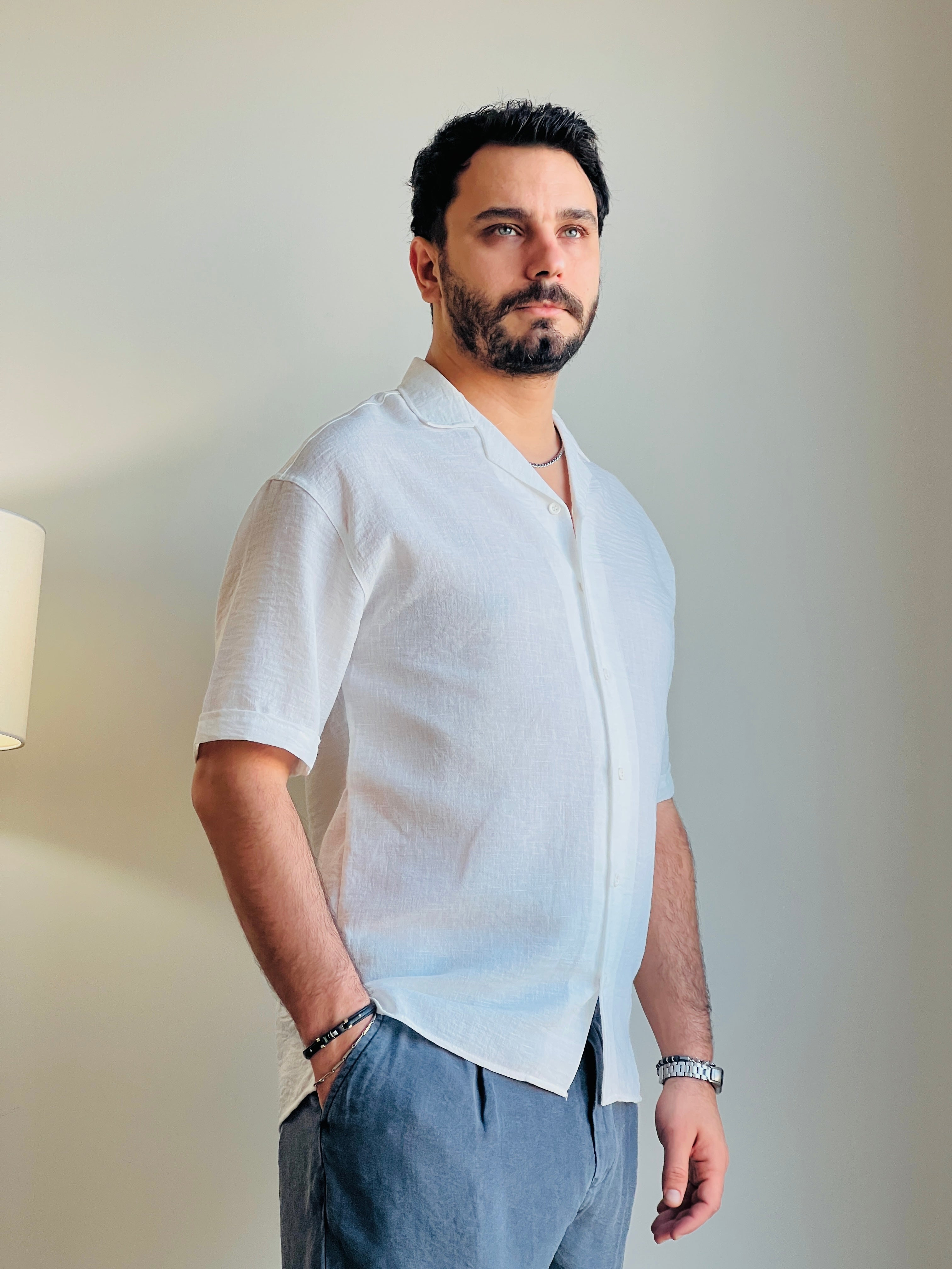 Dokuma Kısa Kollu Gömlek