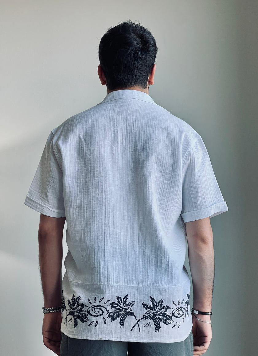 Erkek Etek Ucu Desenli Müslin Kısa Kollu Gömlek