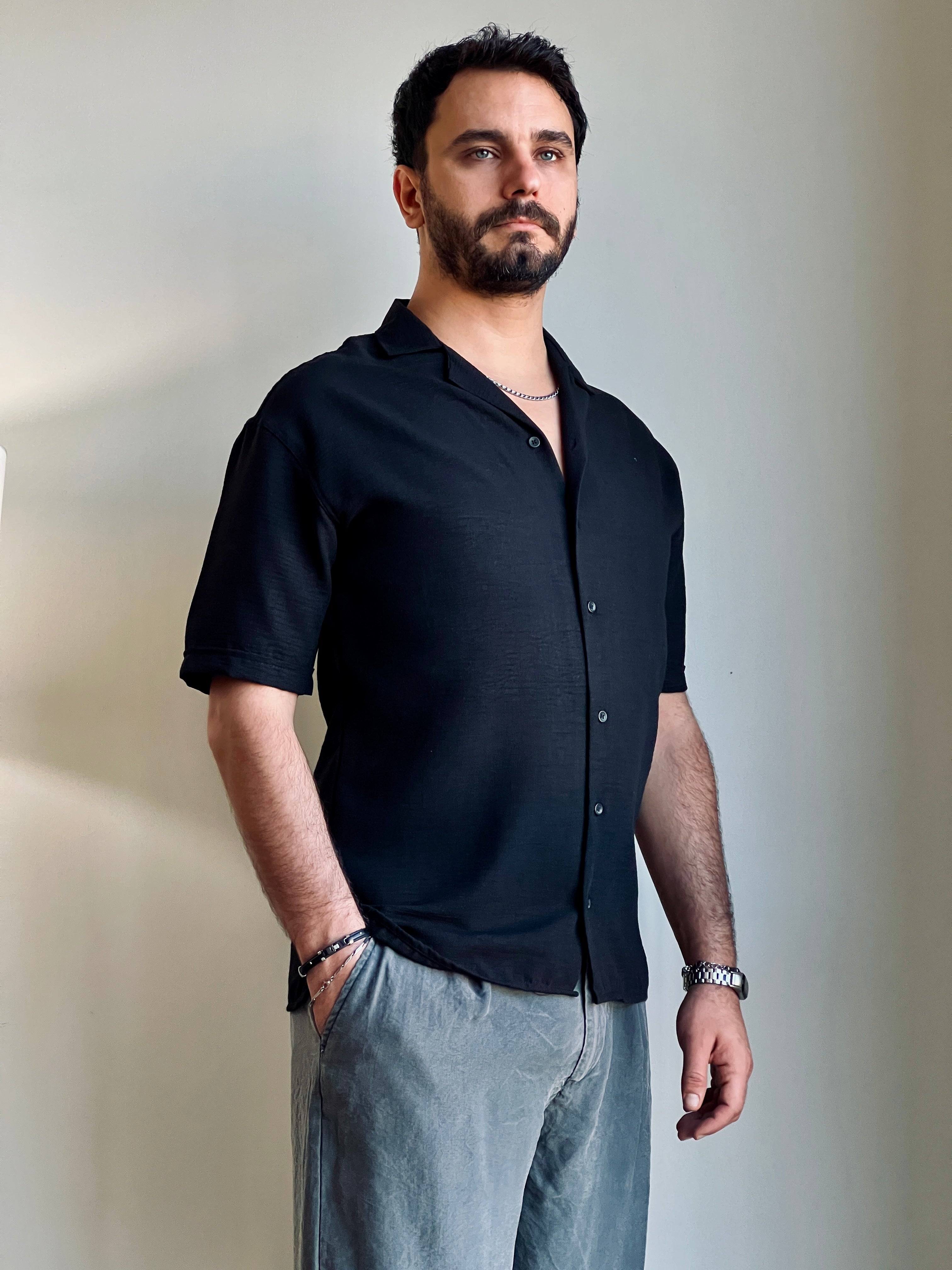 Dokuma Kısa Kollu Gömlek